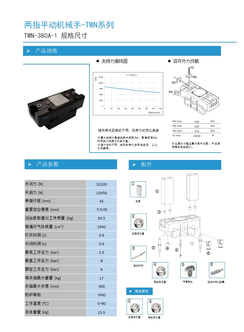 國產(chǎn)THR機(jī)械手兩指平動(dòng)機(jī)械手TWN-380A-1